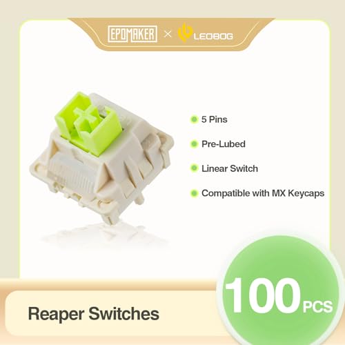 EPOMAKER x LEOBOG Reaper Keyboard Switches, 100 Pcs 45gf Linear Switch Set, Factory Lubed 5-Pin Switch with POM Stem, LED Slot for Mechanical Gaming Keyboard, Compatible with MX Keycaps - Image 2
