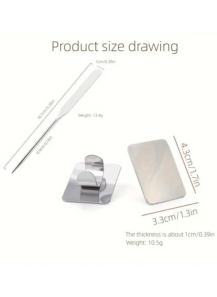LANGMANNI 2pcs Professional Makeup Foundation Mixing Palette Set with Stainless Steel Spatula & Ringed Palette - Ideal for Blending & Applying Foundation, Perfect for Artists  - Image 5