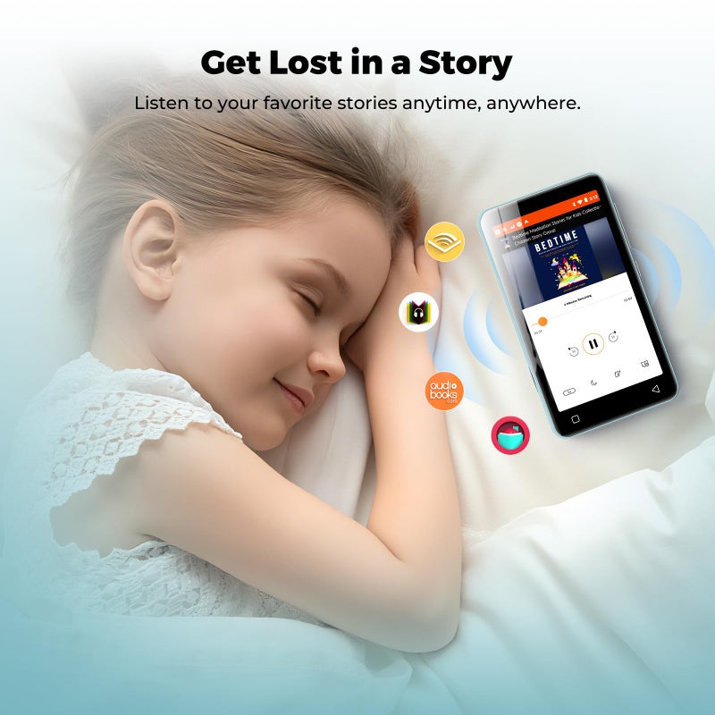 innioasis مشغل MP3 بسعة 160 جيجابايت مع بلوتوث وواي فاي، مشغل MP3 MP4 من innioasis للأطفال مع سبوتيفاي، أمازون ميوزيك، أوديبل، ليبي، مشغل موسيقى يعمل بنظام أندرويد بشاشة تعمل باللمس 4.0" مع مكبر صوت، يدعم حتى 1 تيرابايت (أزرق جليدي)  - Image 3