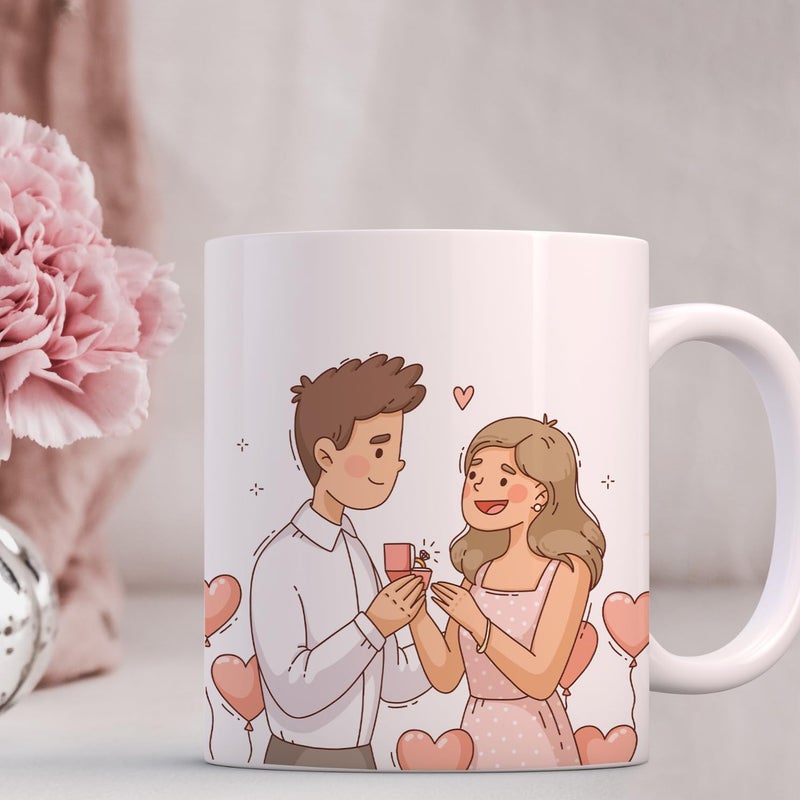 occolife Engagement Gifts Printed Mug 300 ml Capacity Engagement Mug Newly Engaged Groom Coffee MugFiance Mug Wedding Mug Wedding Gift Future Husband Proposal Mug - Image 4