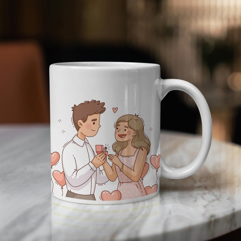 occolife Engagement Gifts Printed Mug 300 ml Capacity Engagement Mug Newly Engaged Groom Coffee MugFiance Mug Wedding Mug Wedding Gift Future Husband Proposal Mug - Image 3
