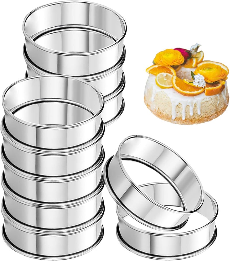 Uncle Jack 10 Pcs English Muffin Rings, 3.14inch Stainless Steel Crumpet Rings, Double Rolled, Nonstick, for Frying Eggs, Kitchen Baking, Crumpets Baking, Silver - Image 1