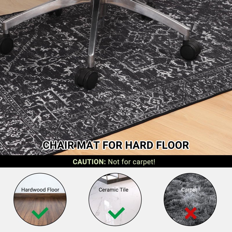 QQpony Chair Mat for Hard Floors, QQpony 60" x 48" Office Chair Mat for Hard Surface, Area Rug for Living Room, Protector Floor Rug Mat for Home Office (Black) - Image 4