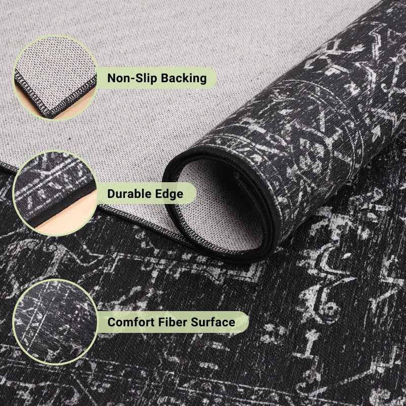 QQpony Chair Mat for Hard Floors, QQpony 60" x 48" Office Chair Mat for Hard Surface, Area Rug for Living Room, Protector Floor Rug Mat for Home Office (Black) - Image 3