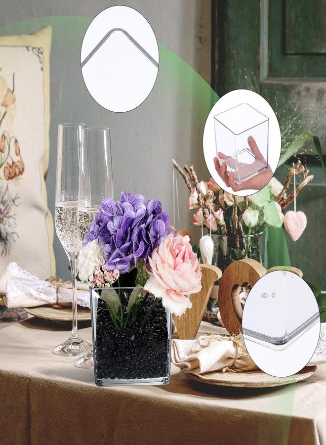 Yolev 12 Pcs Clear Square Vases Acrylic for Centerpieces-4'' x 4'' Cube Square Flower Vase Bulk, Plastic Vases Container for Flowers Centerpieces Office Home Table Wedding Floral Plant - Image 3
