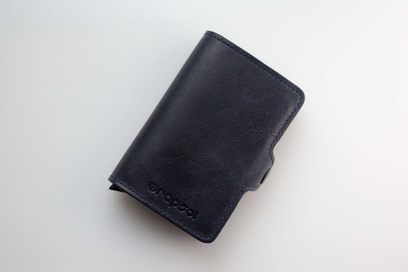 Wrapsol Mechanism Wallet Double Navy Blue Leather  - Image 1