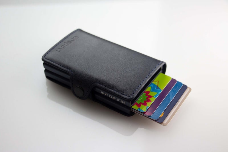 Wrapsol Mechanism Wallet Double Navy Blue Leather  - Image 3