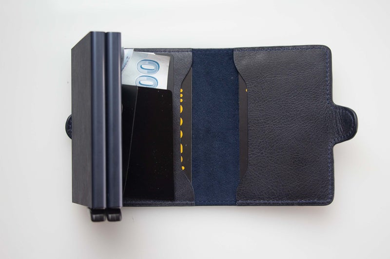 Wrapsol Mechanism Wallet Double Navy Blue Leather  - Image 2