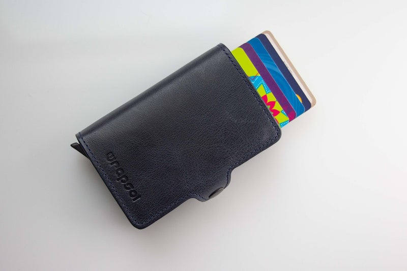 Wrapsol Mechanism Wallet Double Navy Blue Leather  - Image 4