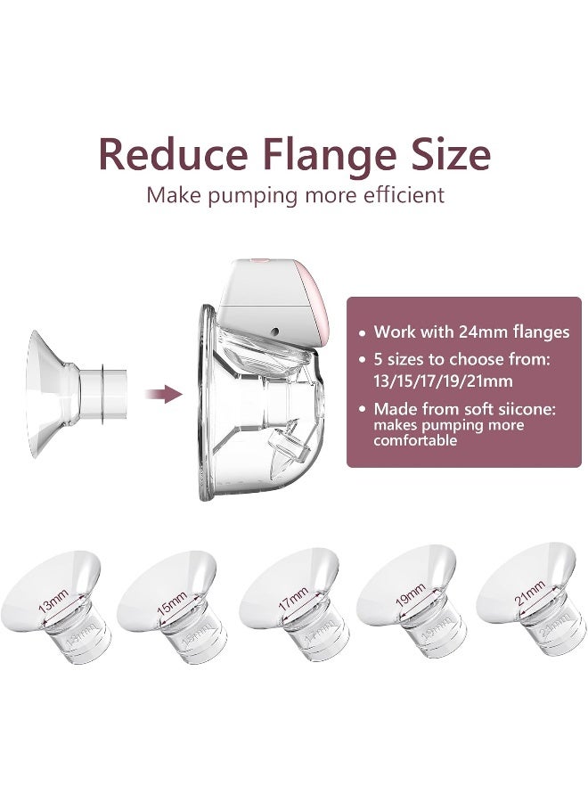 Parner Flange Inserts 13/15/17/19/21mm 10PCS for Momcozy S9/S9pro/S10/S12/S12pro/Medela/Tsrete/Spectra/Bellababy etc 24mm Wearable Breast Pump, Reduce 24mm Tunnel Down to Correct Size - 10PCS - Image 4