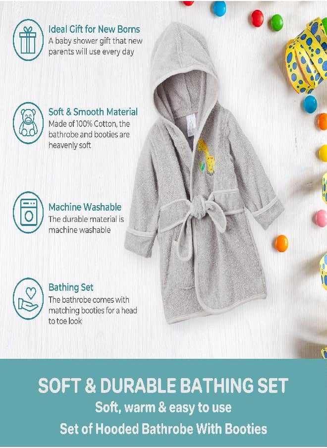 Spasilk pasilk 100% Cotton Hooded Terry Bathrobe with Booties - Baby Girl Gifts - Baby Boy Gifts - 0-9 Months - Shower Gift  - Image 4