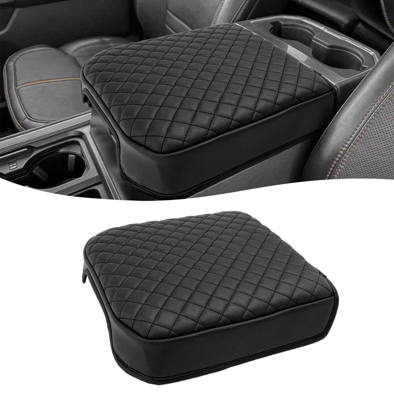 KBH Center Console Armrest Cover for 2023 2024 2025 2026 Ford F250 F350 F450 F550 Super Duty, Vinyl Leather Trim, Arm Rest Lid Cushion Protector, Anti-Scratch, Black (Fits Bucket Seat Console Only) - Image 1