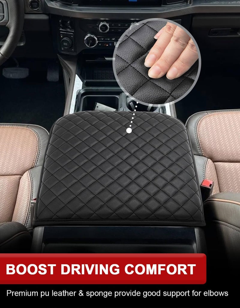 KBH Center Console Armrest Cover for 2023 2024 2025 2026 Ford F250 F350 F450 F550 Super Duty, Vinyl Leather Trim, Arm Rest Lid Cushion Protector, Anti-Scratch, Black (Fits Bucket Seat Console Only) - Image 4