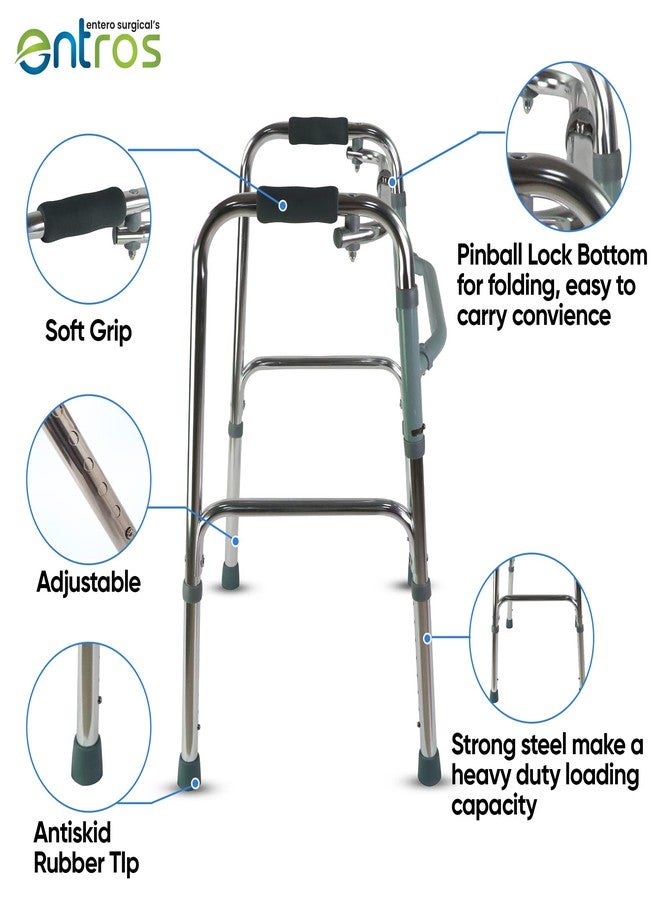 Entros Lightweight Height Adjustable Folding Walker Ideal for Senior Citizen, Old Elder People, Handicap &Patients -SC4005S(Premium Reciprocal Walker) - Image 3