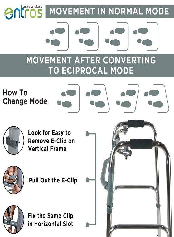 Entros Lightweight Height Adjustable Folding Walker Ideal for Senior Citizen, Old Elder People, Handicap &Patients -SC4005S(Premium Reciprocal Walker) - Image 4