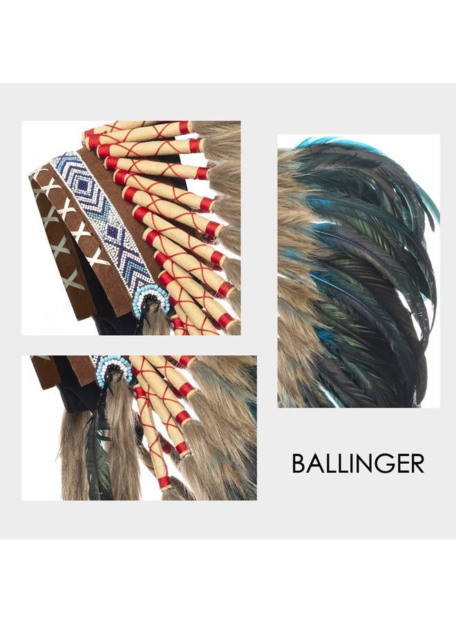 Ballinger Medium Native American Headdress Medium Feather Headdress and Choker for Men and Women, Halloween, Carnival, Decor, Role Play, and Costume Parties - Image 4