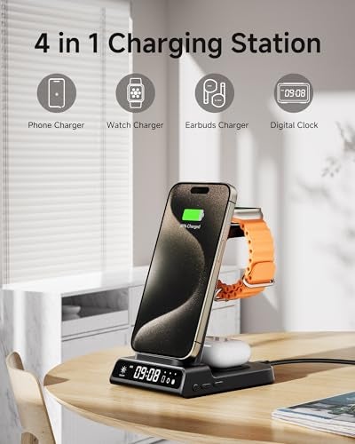 Phelinta Wireless Charger for iPhone 17 3 in 1 Charging Station for Apple Watch Watch 111098765 Ultra 3SE 3 for iPhone 17161514131211X Series for Air Pods Pro 34Pro 2 No Adapter - Image 3