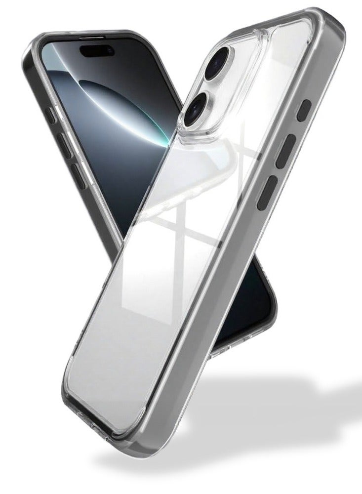 Clear Color Case for iPhone 16 – Shockproof Soft TPU Bumper Frame with Flexible Transparent Back, Aesthetic Crystle Pastel Design, Stylish Phone protector for girls (Currant Black) - Image 1