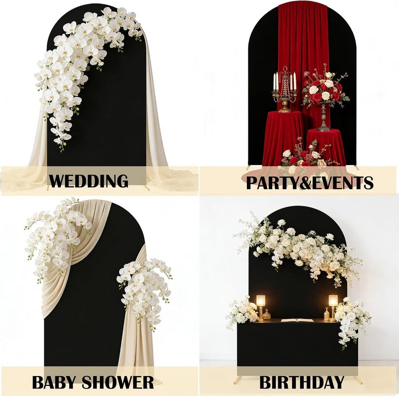Maiangel 7.2FT Wedding Arch Cover Spandex Fitted Stretchy Arch Stand Covers,2-Sided Round Top Chiara Backdrop Cover for Party Birthday Ceremony Banquet Baby Shower Banquet Arch Decoration(Black) - Image 4