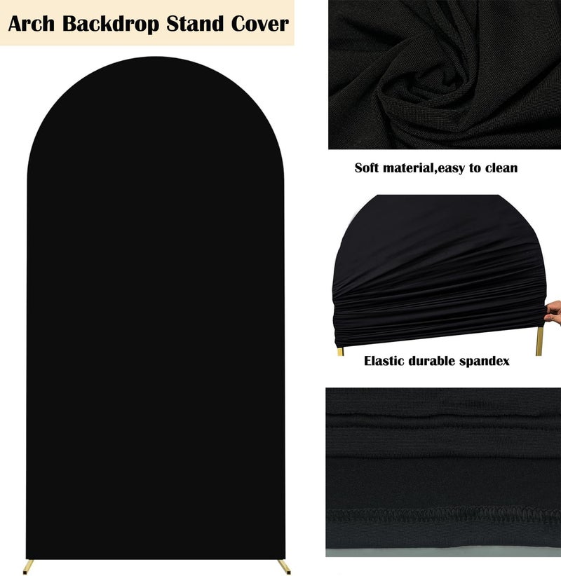 Maiangel 7.2FT Wedding Arch Cover Spandex Fitted Stretchy Arch Stand Covers,2-Sided Round Top Chiara Backdrop Cover for Party Birthday Ceremony Banquet Baby Shower Banquet Arch Decoration(Black) - Image 5