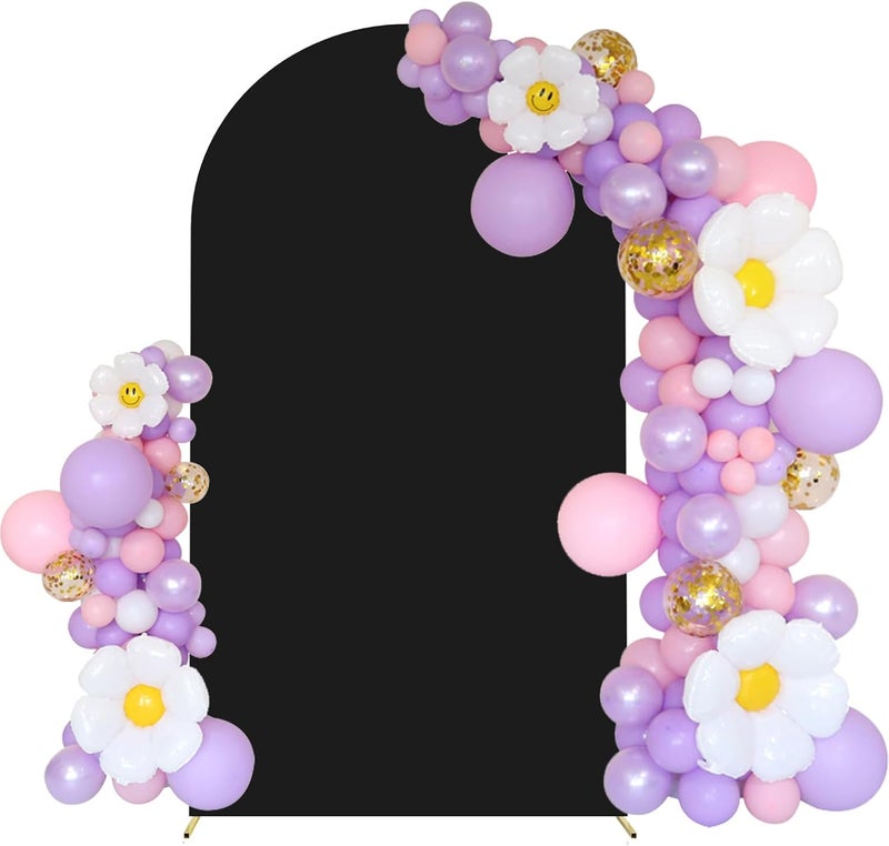 Maiangel 7.2FT Wedding Arch Cover Spandex Fitted Stretchy Arch Stand Covers,2-Sided Round Top Chiara Backdrop Cover for Party Birthday Ceremony Banquet Baby Shower Banquet Arch Decoration(Black) - Image 1