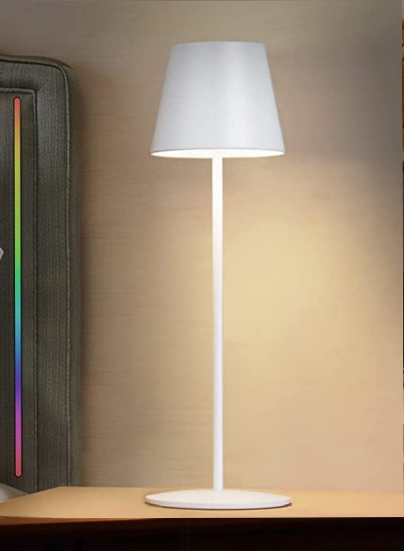 V-TAC Rechargable LED Table Lamp Touch, Dimmable, 4400mA Battery 3000K IP54 White Body - Image 2