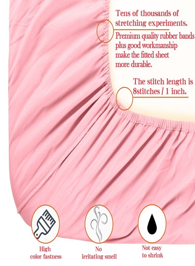 NTBAY Twin Fitted Sheet Only - Brushed Microfiber Deep Pocket Fitted Sheet - Soft, Wrinkle-Free, Fade-Resistant, Stain-Resistant, Hotel Quality Fitted Bed Sheet, Pink - Image 2