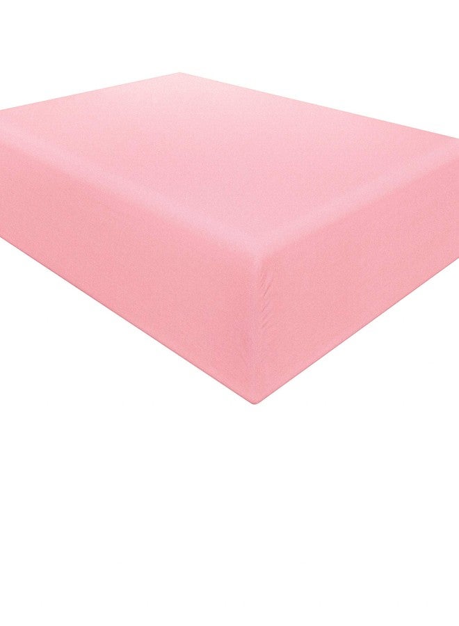 NTBAY Twin Fitted Sheet Only - Brushed Microfiber Deep Pocket Fitted Sheet - Soft, Wrinkle-Free, Fade-Resistant, Stain-Resistant, Hotel Quality Fitted Bed Sheet, Pink - Image 1