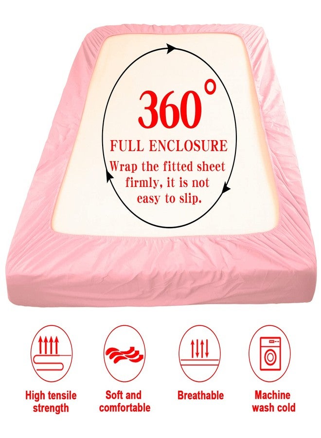 NTBAY Twin Fitted Sheet Only - Brushed Microfiber Deep Pocket Fitted Sheet - Soft, Wrinkle-Free, Fade-Resistant, Stain-Resistant, Hotel Quality Fitted Bed Sheet, Pink - Image 4