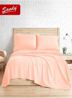 Sandy Sandy Premium Hotel Quality Flat Sheet and Pillow Cases, Bed Sheet 3 Pieces Set, Soft & Breathable and Cooling, King Size 274 x 259 cm, Cantaloupe  - Image 2