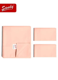 Sandy Sandy Premium Hotel Quality Flat Sheet and Pillow Cases, Bed Sheet 3 Pieces Set, Soft & Breathable and Cooling, King Size 274 x 259 cm, Cantaloupe  - Image 1
