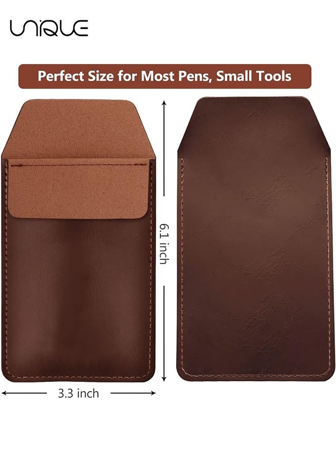 Unique - Pocket Protector - 2 Pcs PU Leather Pocket Pencil Holder Organization Bag - For Shirt/Lab Coat/Pants/Pen Case Multifunctional Pencil Bag Accommodates Pen/Note Card - Brown/Black - Image 1