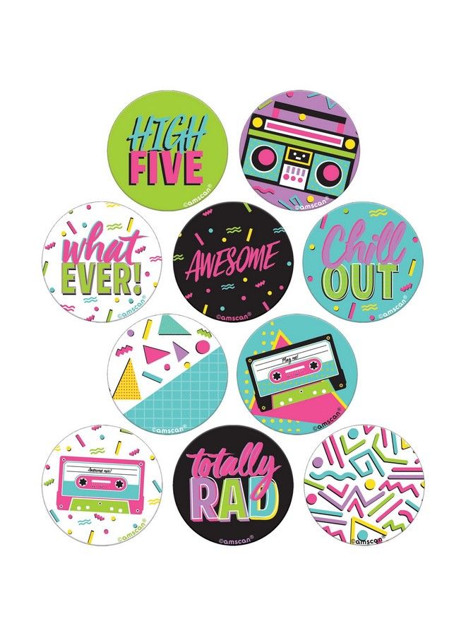 Amscan Awesome 80 Party Buttons Accessory, Multicolor, 10 Pcs - Image 1