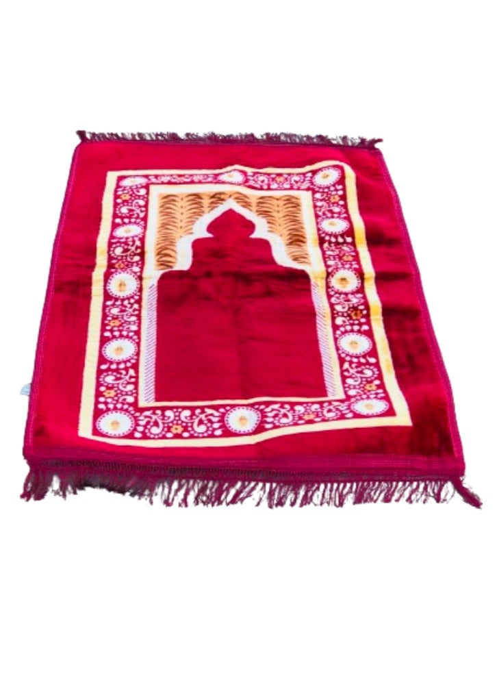 Vitacelli Anti-Slip Velvet Top Prayer Mat Maroon Red  - Image 1