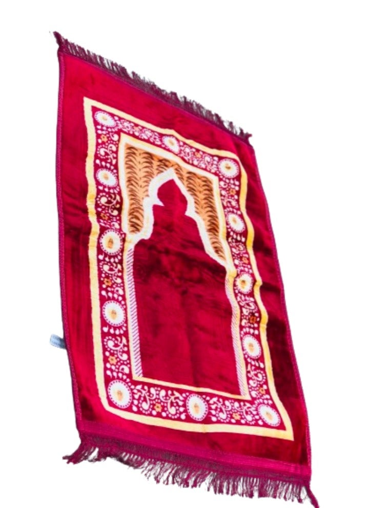 Vitacelli Anti-Slip Velvet Top Prayer Mat Maroon Red  - Image 3