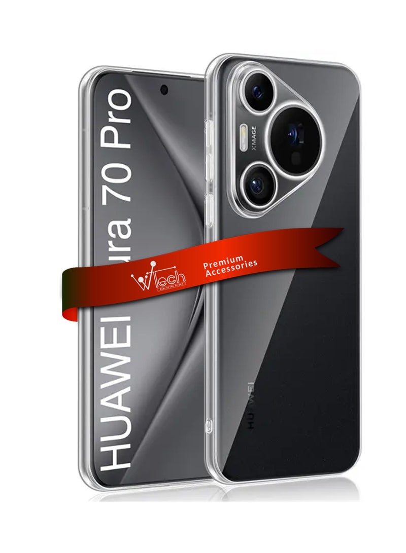 Wtech Premium TPU Soft Corners With Hard PC Case Cover For Huawei Pura 70 Pro / Pura 70 Pro+ / Pura 70 Pro Plus 5G 2024 Clear - Image 1