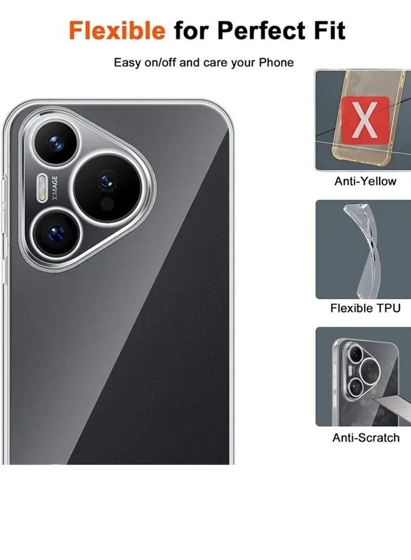 Wtech Premium TPU Soft Corners With Hard PC Case Cover For Huawei Pura 70 Pro / Pura 70 Pro+ / Pura 70 Pro Plus 5G 2024 Clear - Image 4