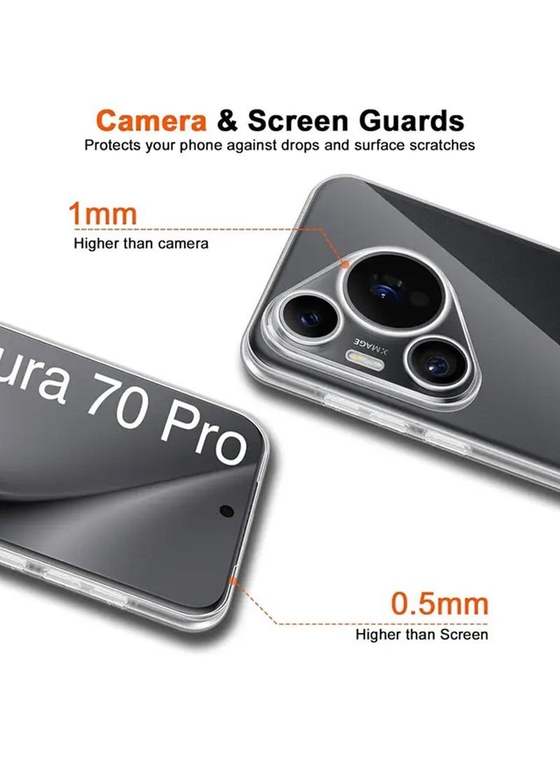 Wtech Premium TPU Soft Corners With Hard PC Case Cover For Huawei Pura 70 Pro / Pura 70 Pro+ / Pura 70 Pro Plus 5G 2024 Clear - Image 3