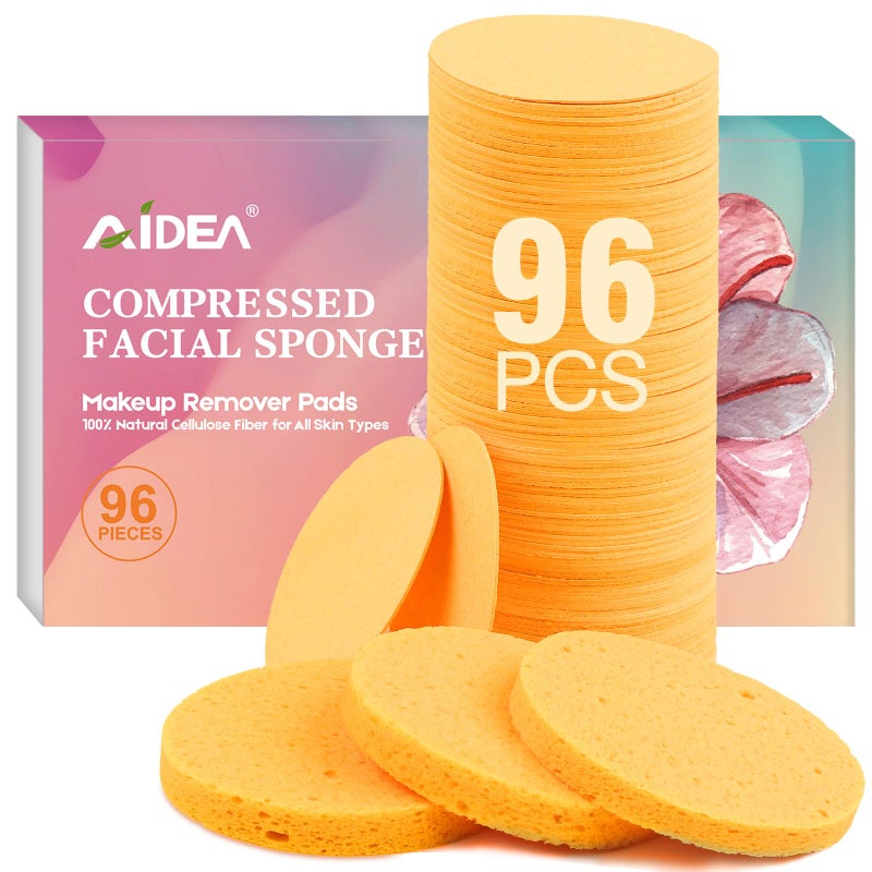 AIDEA 96Count Compressed Facial Sponges Face Sponges for Cleansing Cosmetic Makeup Sponges for Facial Cleansing Facial Sponges for Washing Face Exfoliating Makeup Removal Travel Essentials