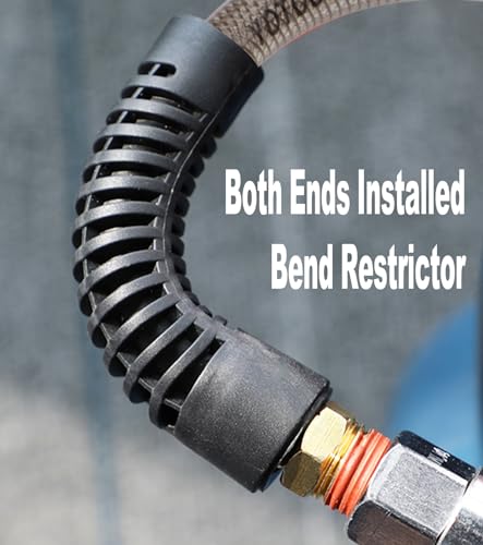 YOTOO Reinforced Polyurethane Air Hose 1/4" Inner Diameter by 100' Long, Flexible, Heavy Duty Air Compressor Hose with Bend Restrictor, 1/4" Swivel Industrial Quick Coupler and Plug, Gray - Image 5