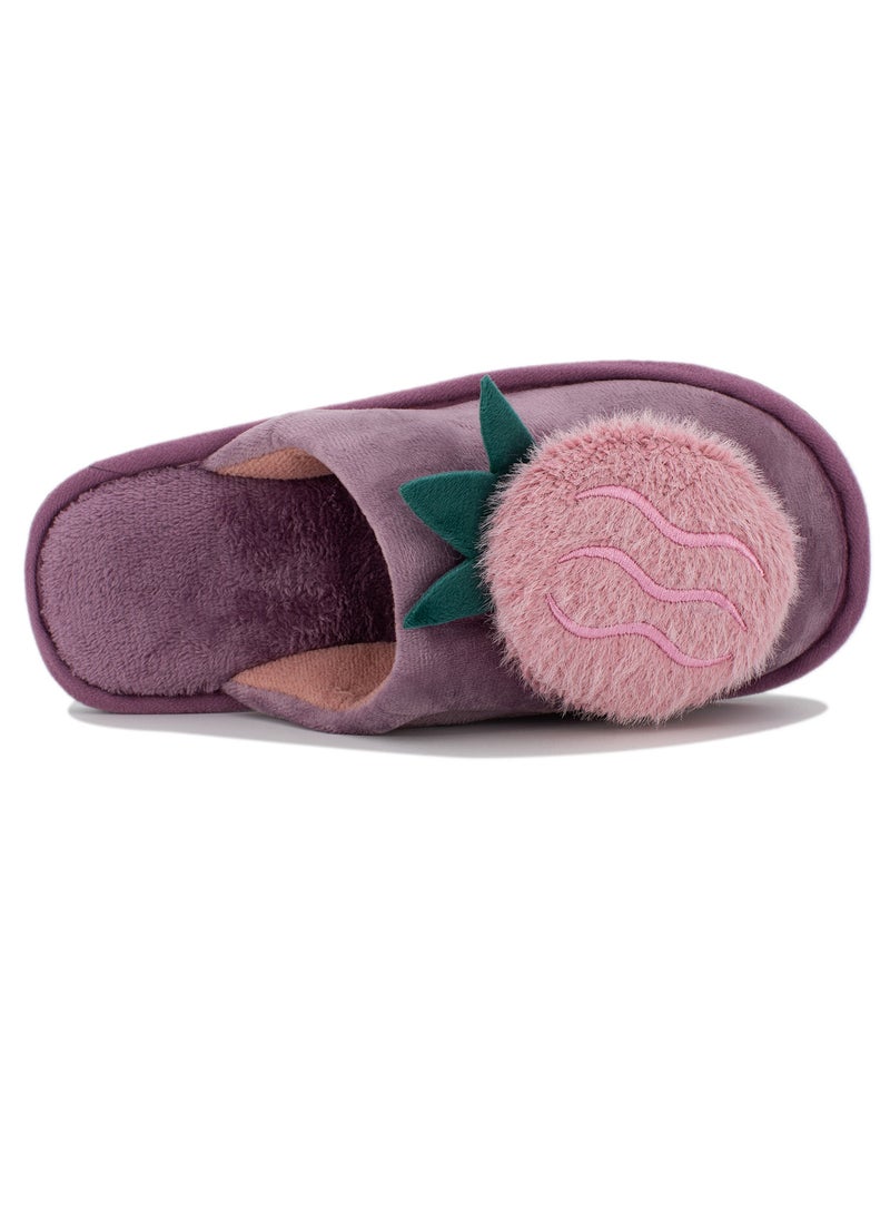 Lucky Kids Mens Womens Cozy Slip On Slippers With Velvet Rubber Non-Slip Sole And Cute With Fruity Plush Design For Little/Big Kid