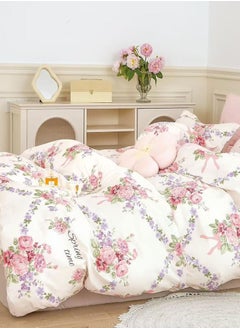 llwoo Super King Size Duvet Cover Set Hotel Luxury Feel Bedding Set Cotton Material Bedding Set Fad and Wrinkle Resistant Set Include 1 Fitted Bed Sheet 1 Duvet Cover and 4 Pillowcases 220x240c  - Image 2