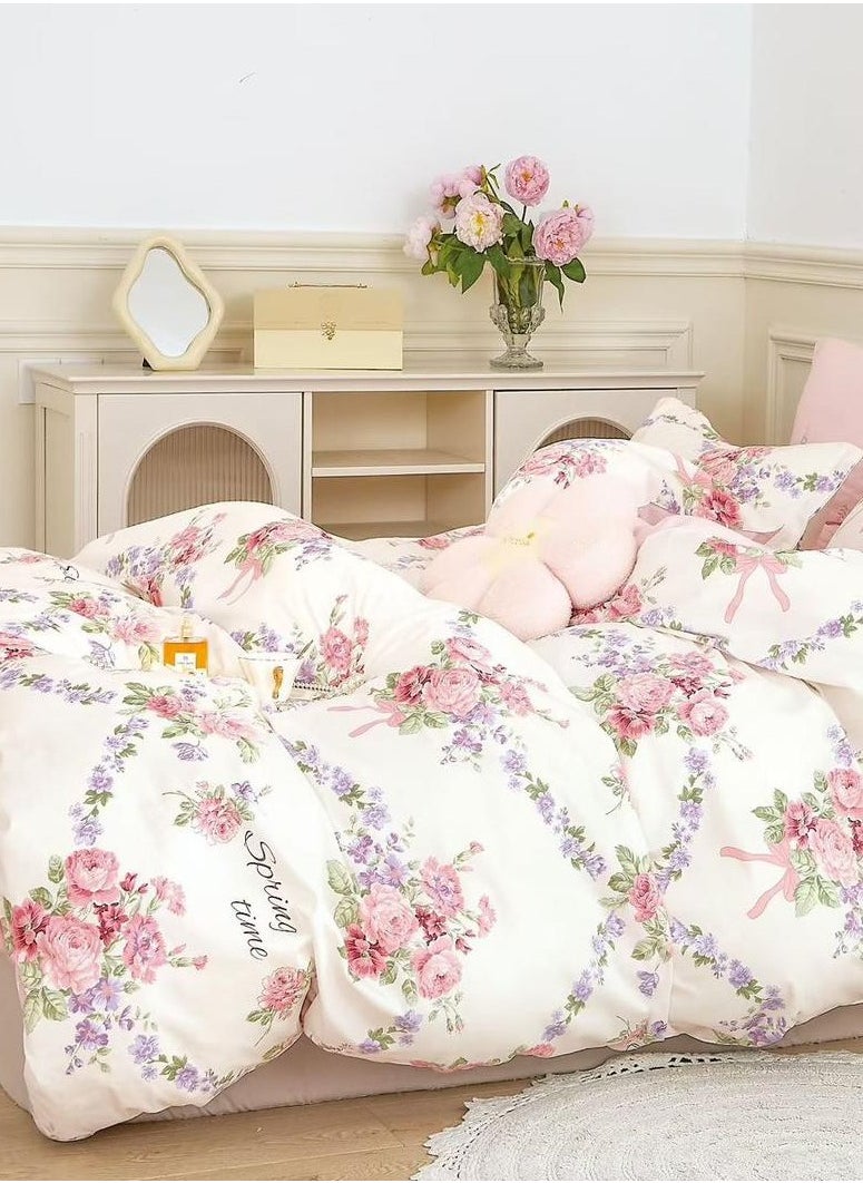 llwoo Super King Size Duvet Cover Set Hotel Luxury Feel Bedding Set Cotton Material Bedding Set Fad and Wrinkle Resistant Set Include 1 Fitted Bed Sheet 1 Duvet Cover and 4 Pillowcases 220x240c  - Image 2