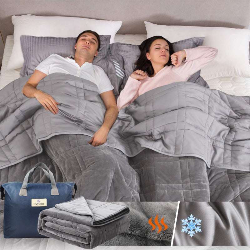 OMYSTYLE King Size Weighted Blanket 40lb88 inch x104 inch  DoubleSided Warm Short Plush and Cool Tencel Fabric Reversible Weighted Blanket for All Season Use King Size for Couple  Carry Bag Included 