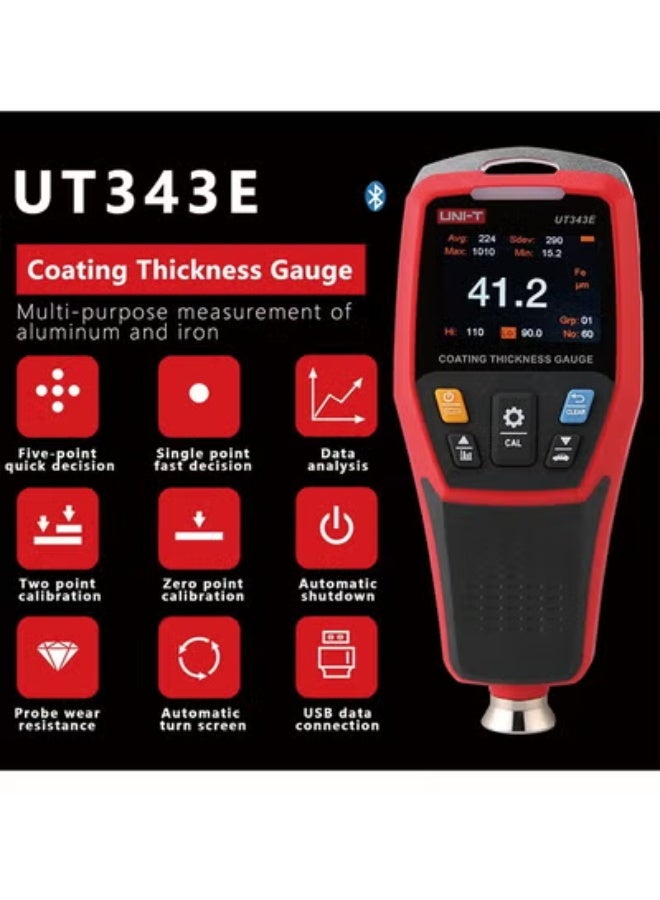 UNI-T UT343E Paint Coating Thickness Gauge Meter, Car Painting Depth Gauge for Automotive Paint Thickness Measurement Tester with USB Data - Image 4