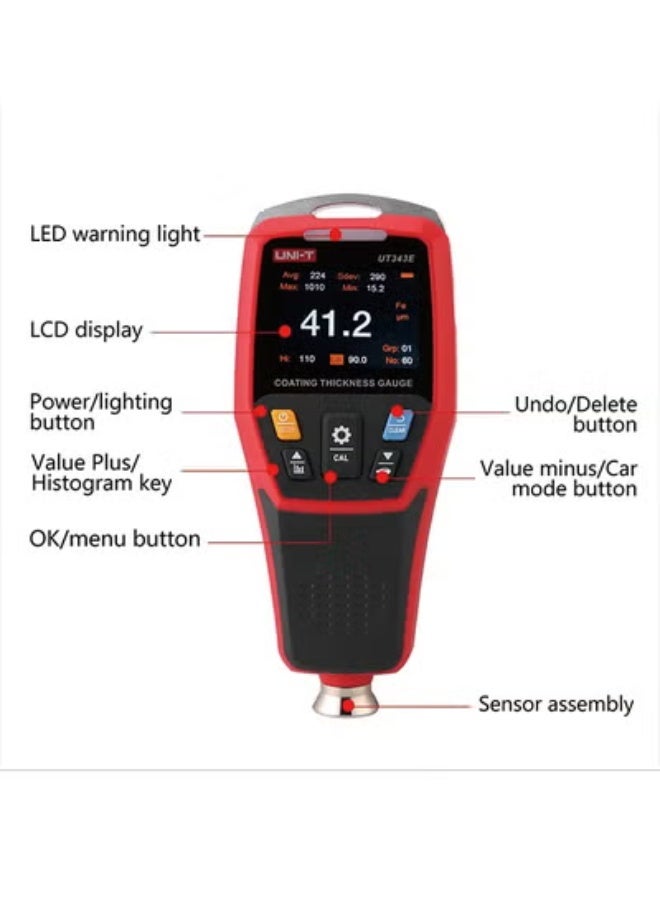 UNI-T UT343E Paint Coating Thickness Gauge Meter, Car Painting Depth Gauge for Automotive Paint Thickness Measurement Tester with USB Data - Image 5