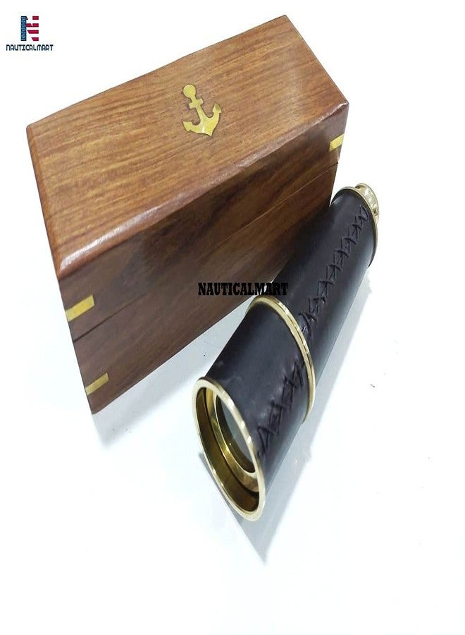 NAUTICALMART Brass Marine Nautical Vintage Telescope 18" with Leather Accents - Solid and Authentic Collectible Spyglass Look Brass Sea Marine Telescope Home & Office Decor - Image 5
