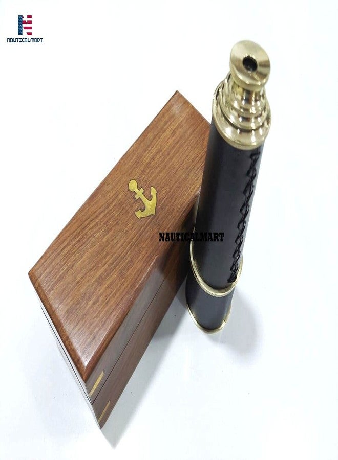 NAUTICALMART Brass Marine Nautical Vintage Telescope 18" with Leather Accents - Solid and Authentic Collectible Spyglass Look Brass Sea Marine Telescope Home & Office Decor - Image 4