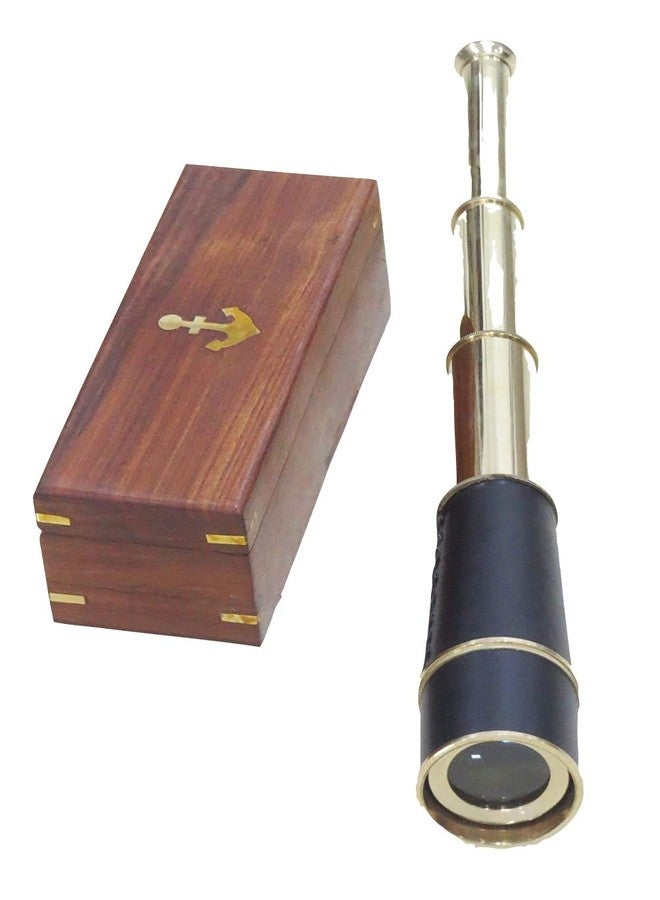 NAUTICALMART Brass Marine Nautical Vintage Telescope 18" with Leather Accents - Solid and Authentic Collectible Spyglass Look Brass Sea Marine Telescope Home & Office Decor - Image 1