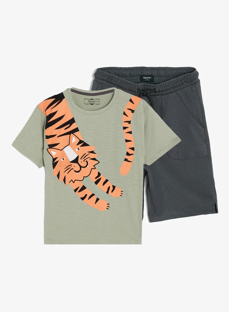 Ripples Boys Round Neck T-shirt & Shorts Set